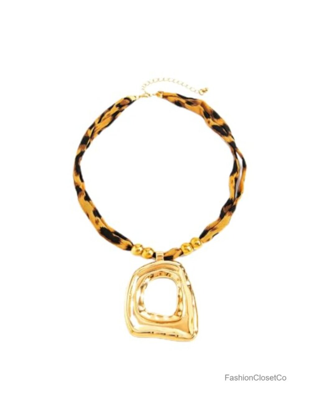 Chunky Leopard Spiral Heart Pendant Necklace Set Layered Love Choker Boho